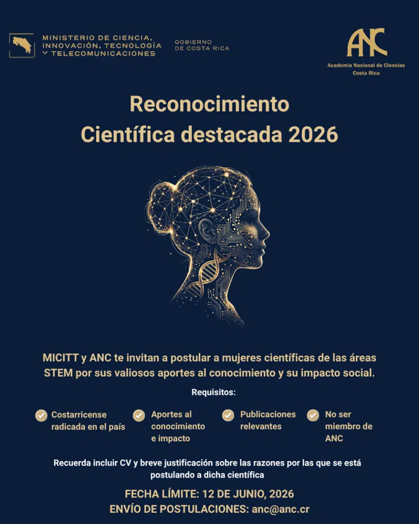 Micitt y Academia Nacional de Ciencias buscan a Científica Destacada 2026