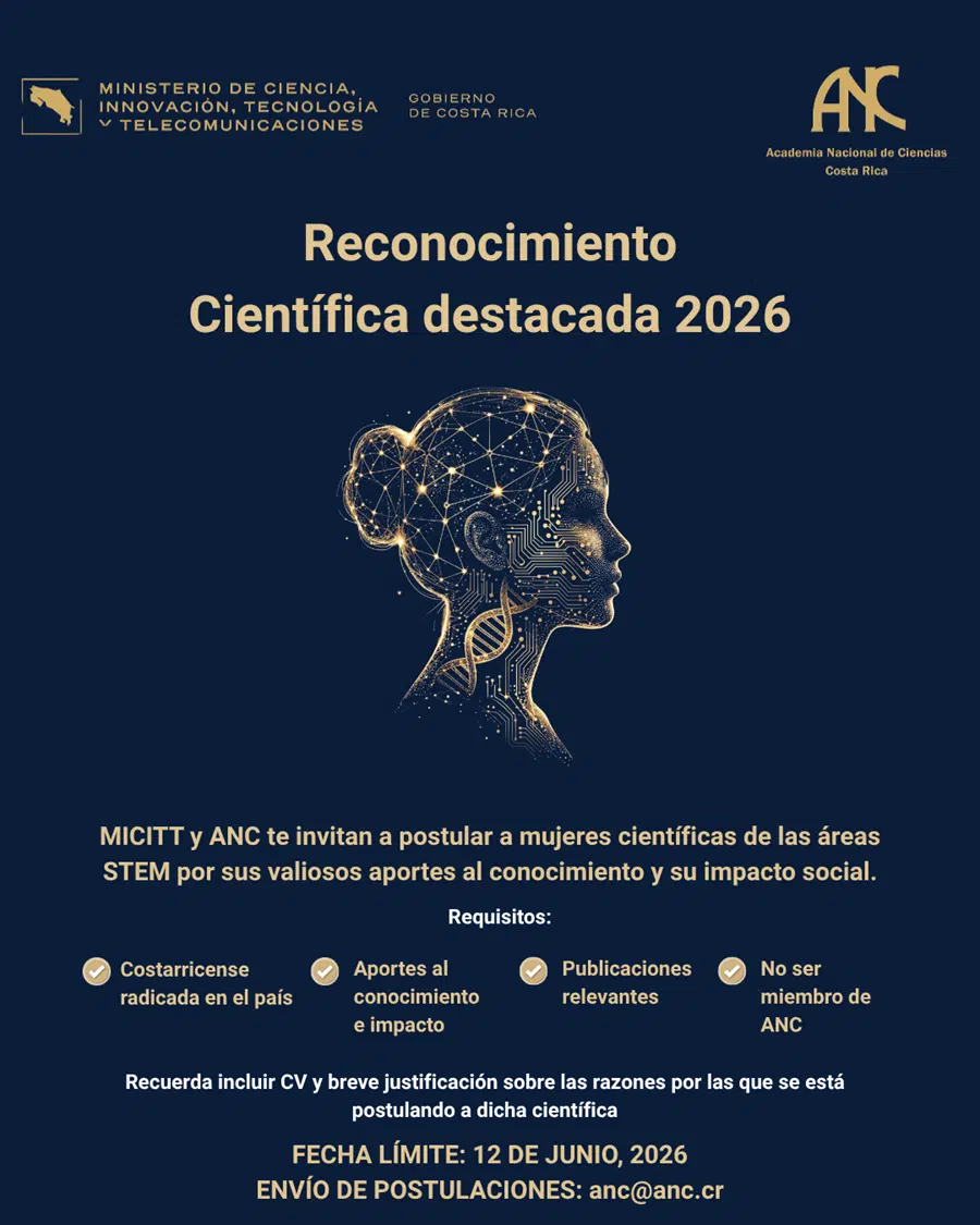 Micitt y Academia Nacional de Ciencias buscan a Científica Destacada 2026