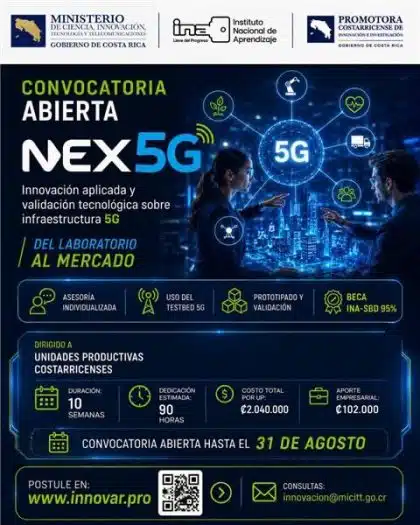 Micitt, INA y PCII abren convocatoria NEX5G para llevar soluciones empresariales del laboratorio al mercado
